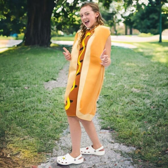 Hauntlooks Kids Frank Hot Dog Halloween Costume Unisex Funny Bodysuit Sausage - Picture 2 of 7